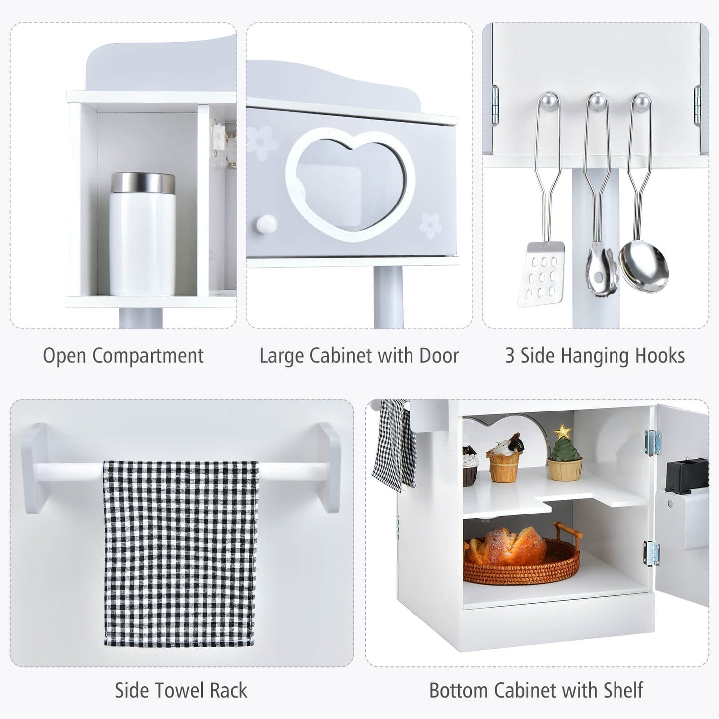 Chef Pretend Kitchen Playset with Cooking Oven and Sink for Toddlers, White Play Kitchen Sets at Gallery Canada