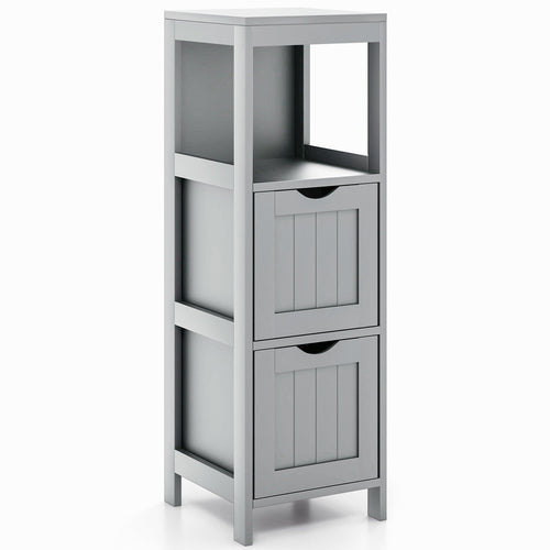 Wooden Bathroom Floor Cabinet with Removable Drawers, Gray