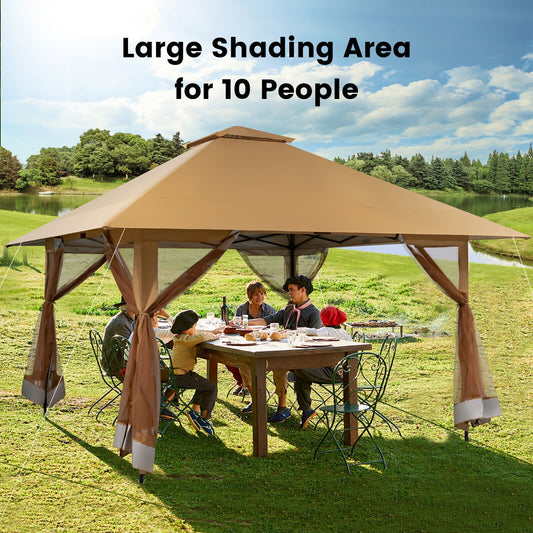 13 x 13 Feet Pop Up Canopy Tent, Mesh Sidewall, Coffee Canopies Coffee at Gallery Canada