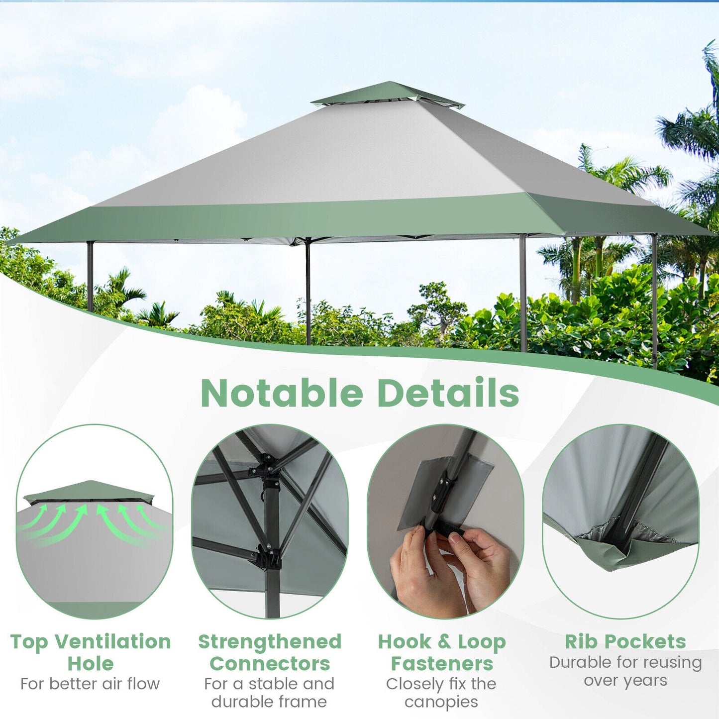 13 x 13 Feet Pop-Up Patio Canopy Tent with Shelter and Wheeled Bag, Gray Canopies at Gallery Canada