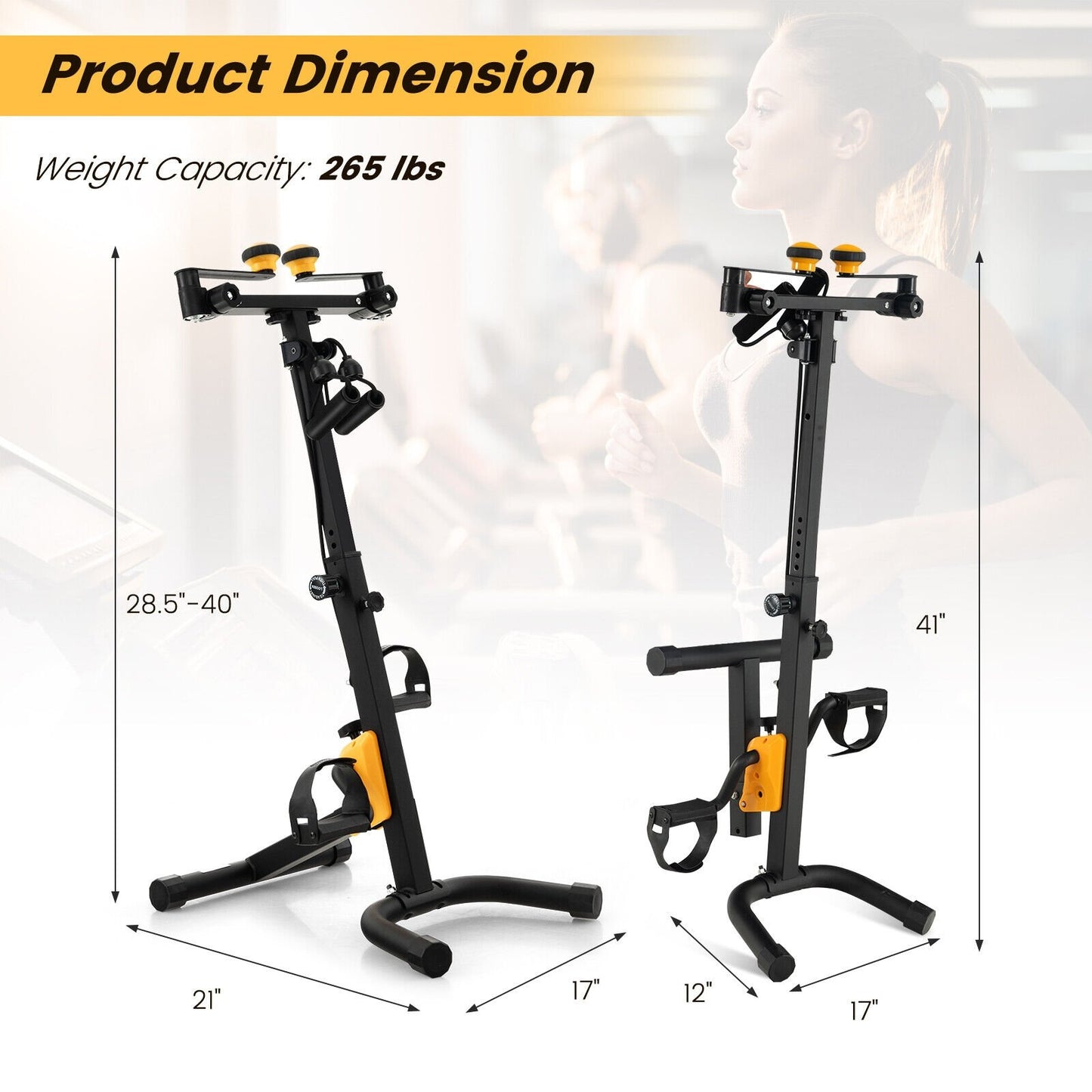 Folding Pedal Exercise Bike with Adjustable Resistance, Yellow at Gallery Canada