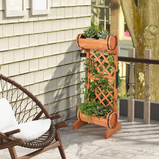 2-Tier Wooden Raised Garden Bed With Trellis, Orange Raised Garden Beds Orange at Gallery Canada