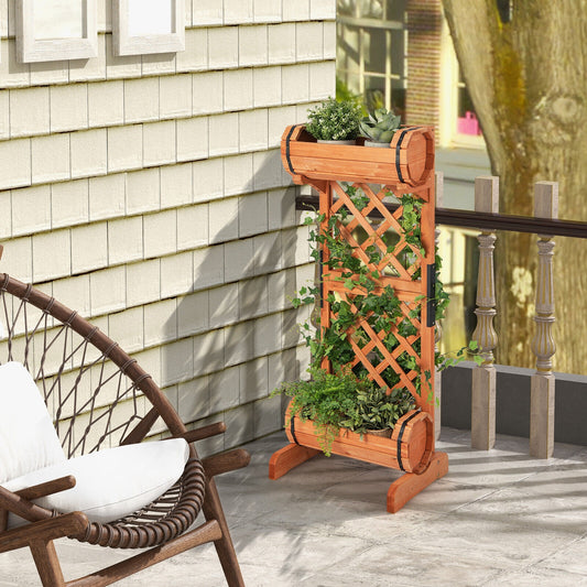 2-Tier Wooden Raised Garden Bed With Trellis, Orange Raised Garden Beds Orange at Gallery Canada