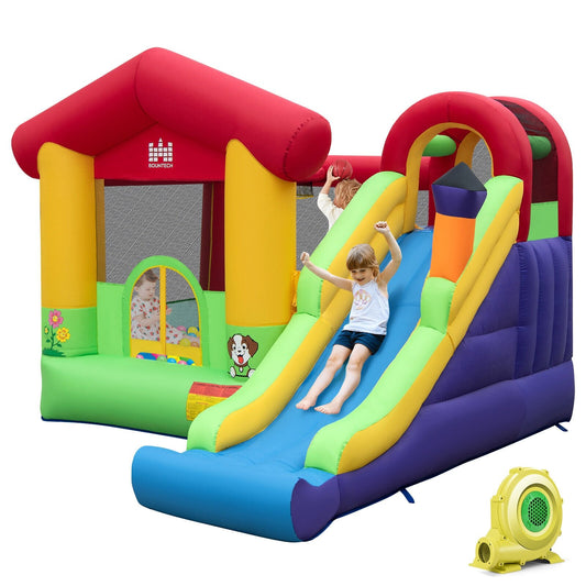 Inflatable Bounce House with Ocean Balls and 735W Air Blower, Multicolor
