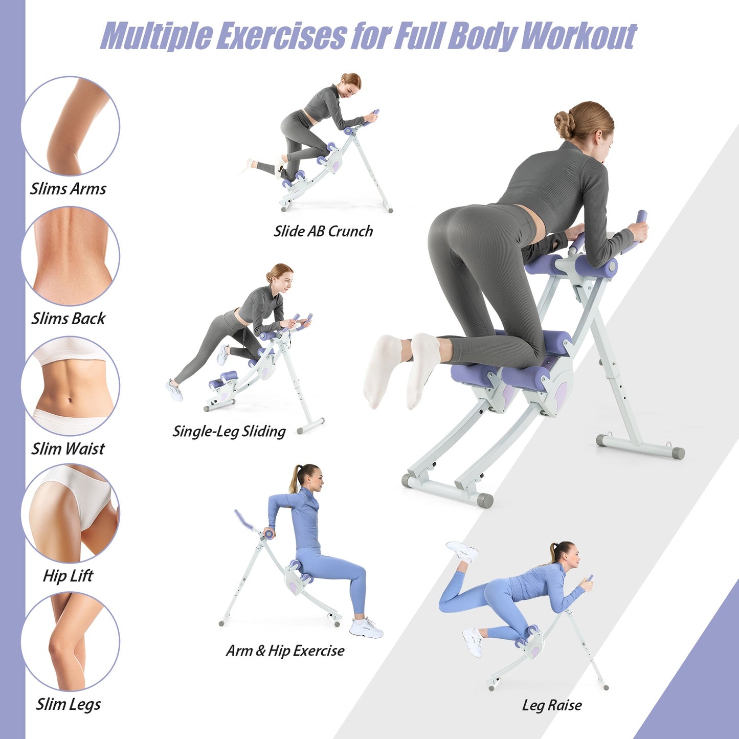Ab Machine With LCD Monitor, 4 Adjustable Heights, Purple Elliptical Trainers at Gallery Canada