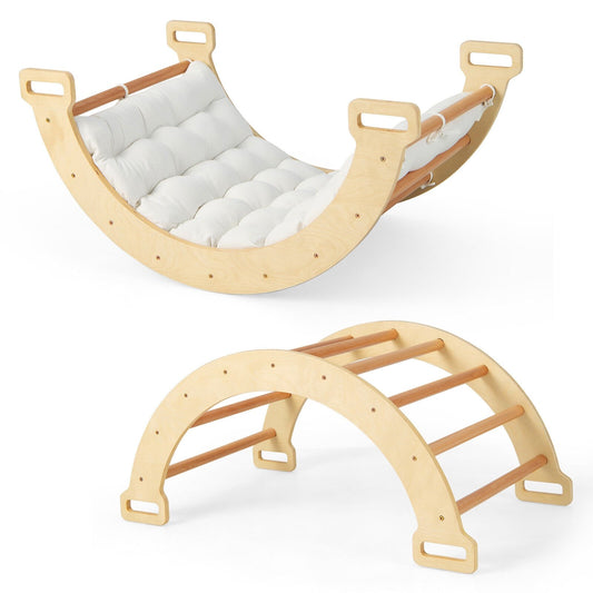 2-in-1 Arch Rocker with Soft Cushion for Toddlers, Natural
