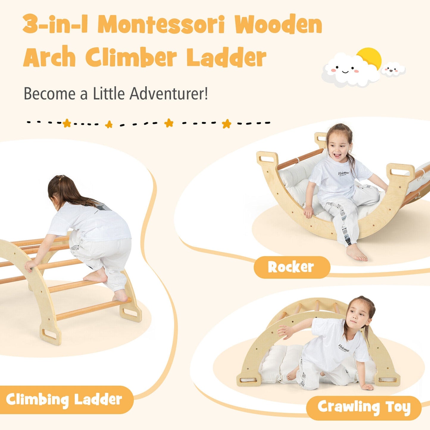 2-in-1 Arch Rocker, Soft Cushion, Toddlers, Natural Climbers & Slides at Gallery Canada