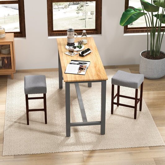 Set Of 2 25 Inch Bar Stool, Curved Seat Cushions, Gray Bar Stools Gray at Gallery Canada