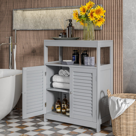 Freestanding Bathroom Floor Cabinet, Double Shutter Doors, Gray Floor Cabinets Gray at Gallery Canada