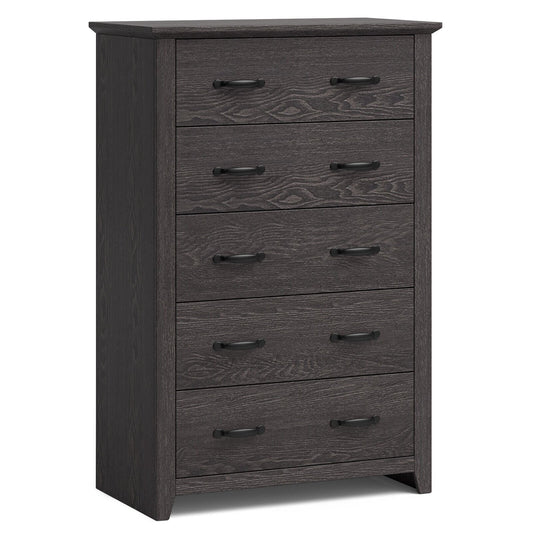 Tall Storage Dresser with 5 Pull-out Drawers for Bedroom Living Room, Gray