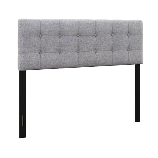 Linen Upholstered Headboard with Solid Rubber Wood Legs, Gray