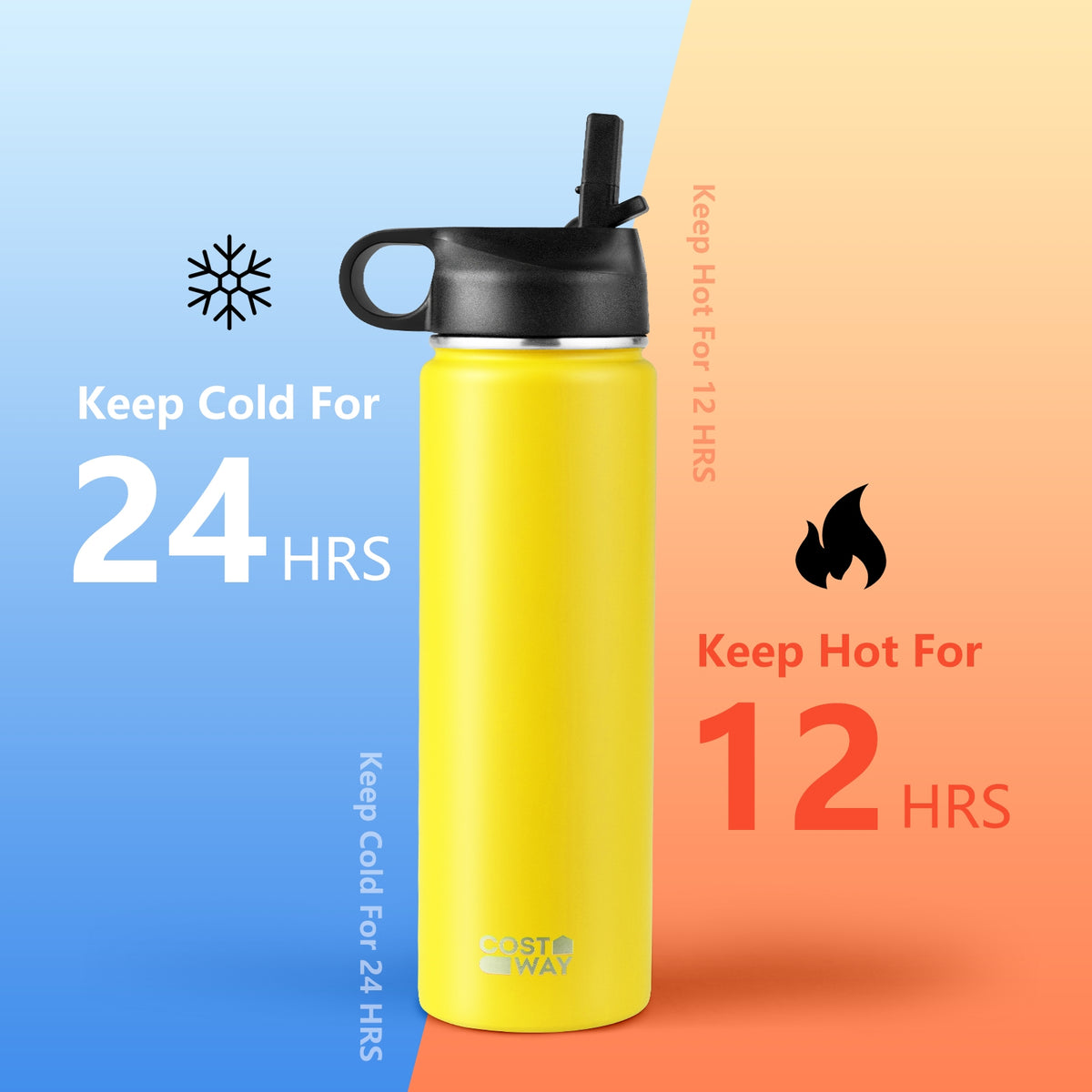 22 Oz Double-Walled Insulated Stainless Steel Water Bottle, Yellow Kitchen Utensils at Gallery Canada