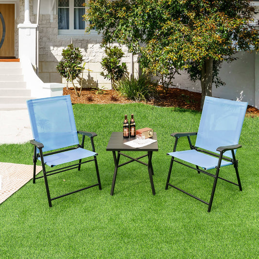 Patio Dining Chair With Armrests, Metal Frame, Blue Patio Dining Chairs Blue at Gallery Canada