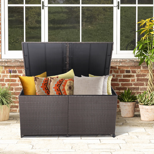 175 Gallon Outdoor Storage Box with Universal Wheels and Zippered Liner, Brown Sheds & Outdoor Storage Brown at Gallery Canada