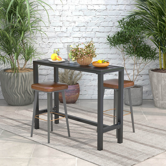 48/55 Inch Outdoor Bar Table, Waterproof Top, Heavy-Duty Metal Frame, M, Black Patio Dining Tables Black at Gallery Canada