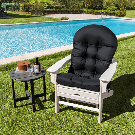Patio Adirondack Chair Cushion with Fixing Straps and Seat Pad, Black Adirondack Chairs Black at Gallery Canada