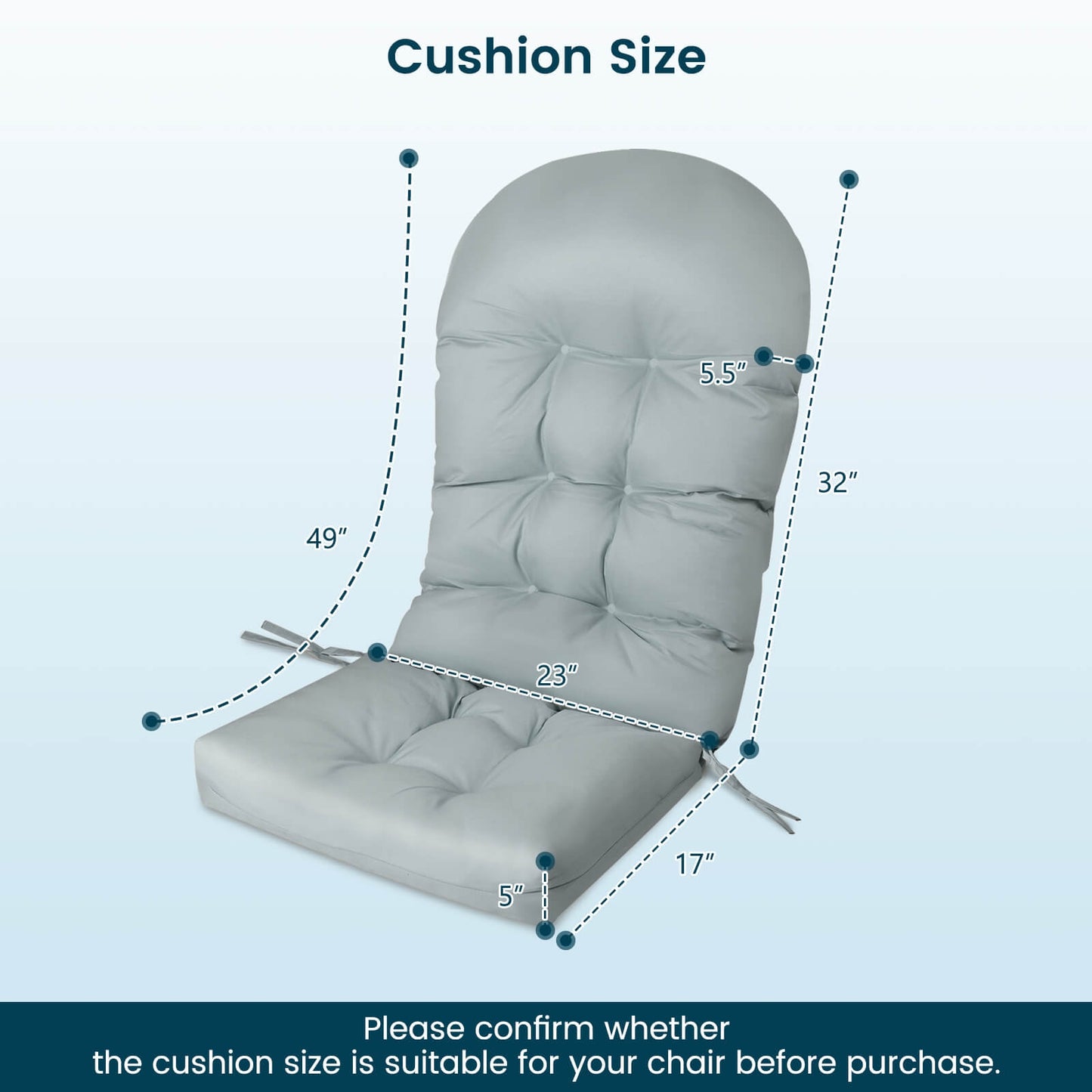 Patio Adirondack Chair Cushion With Fixing Straps, Gray Adirondack Chairs at Gallery Canada