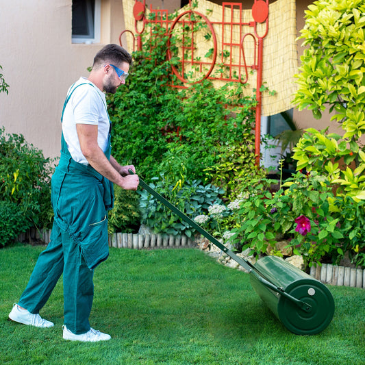 Metal Lawn Roller with Detachable Gripping Handle, Green Lawn Care Tools Green at Gallery Canada
