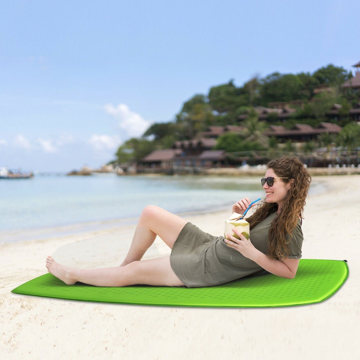 Inflatable Sleeping Pad with Carrying Bag, Green