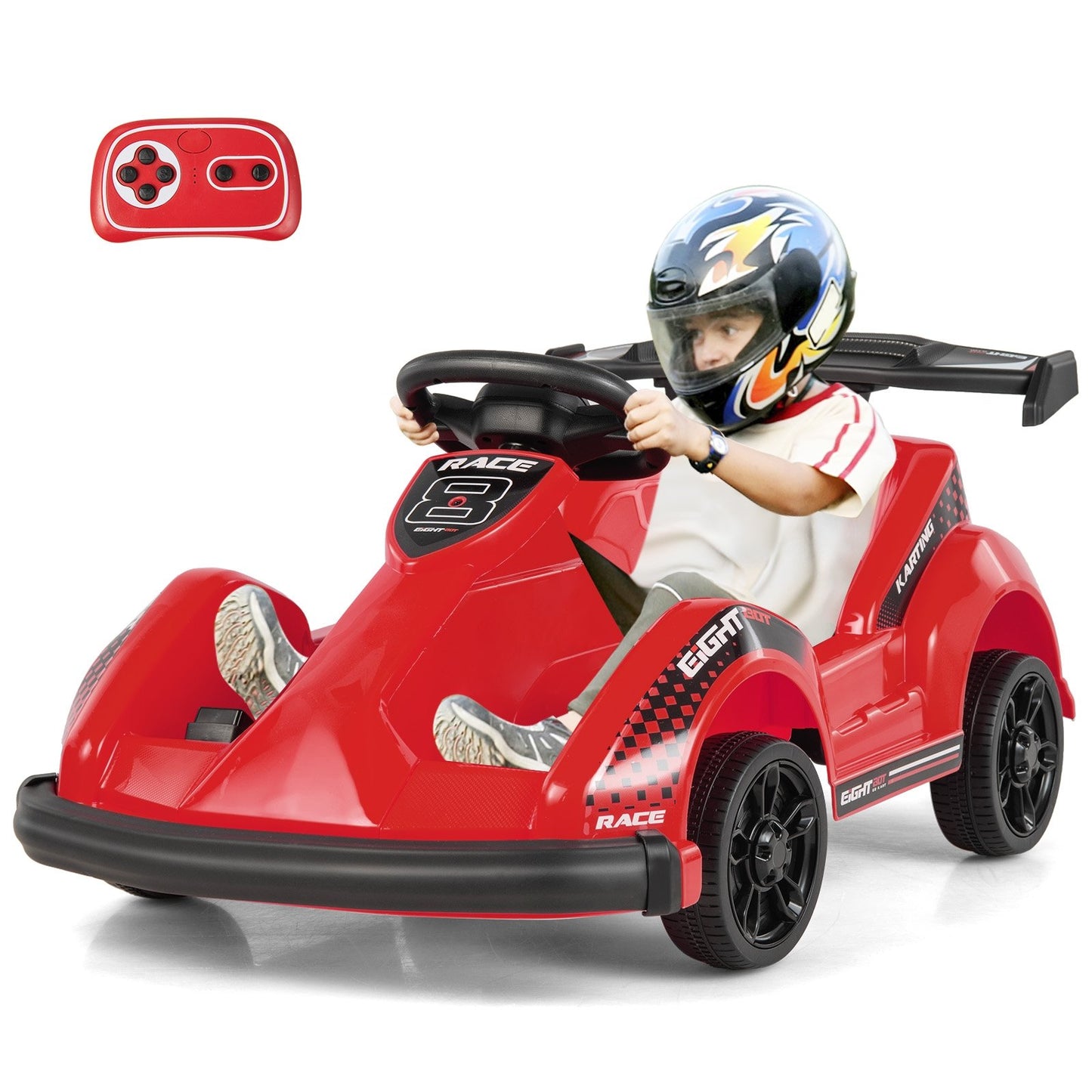 6V Kids Ride On Go Cart with Remote Control and Safety Belt, Red