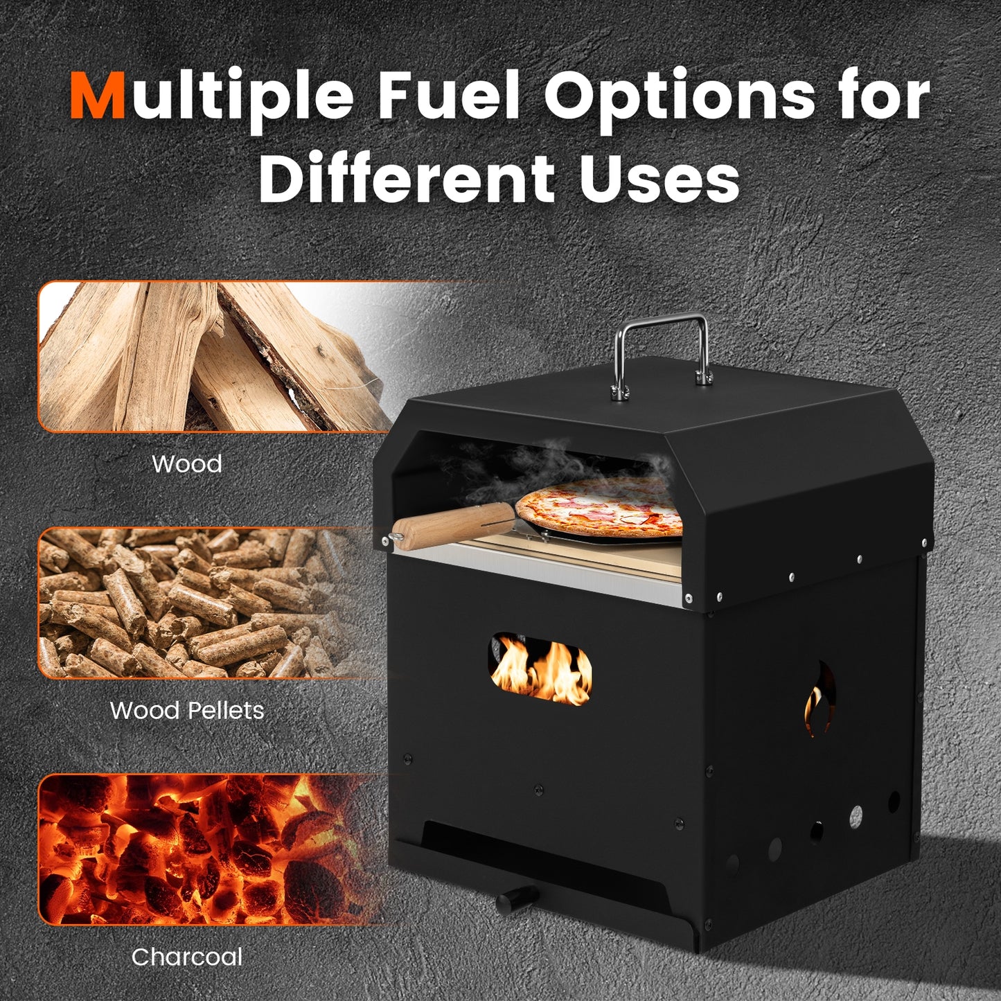 4-In-1 Outdoor Portable Pizza Oven, 12 Inch Pizza Stone, Black Outdoor Grills at Gallery Canada