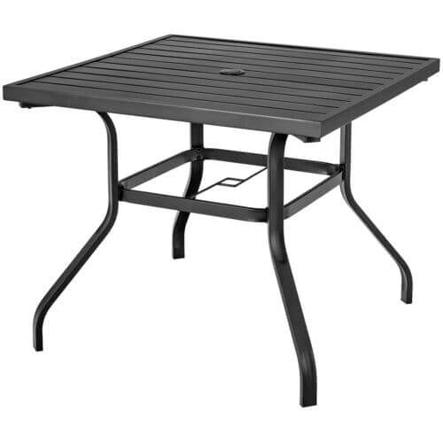 37 Inch Square Patio Dining Table with Umbrella Pole Hole, Black at Gallery Canada