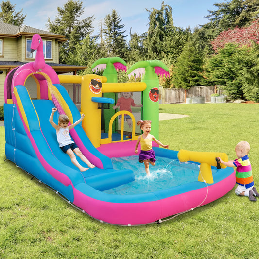 Inflatable Bounce Castle with Long Water Slide and 735W Blower, Multicolor Bounce House Multicolor at Gallery Canada