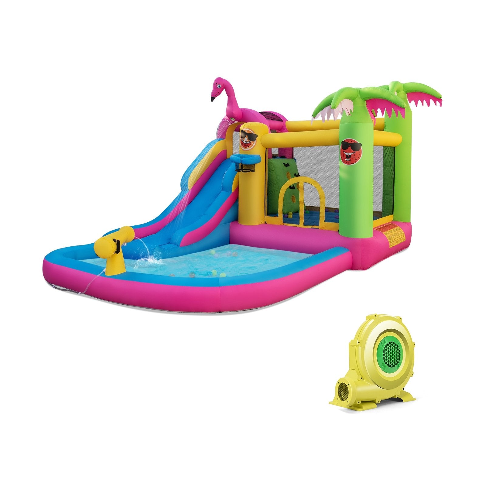 Inflatable Bounce Castle with Long Water Slide and 735W Blower, Multicolor at Gallery Canada