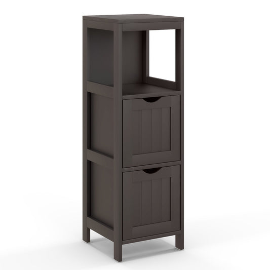Wooden Bathroom Floor Cabinet with Removable Drawers, Brown