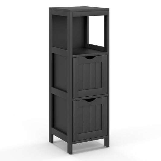 Wooden Bathroom Floor Cabinet with Removable Drawers, Black