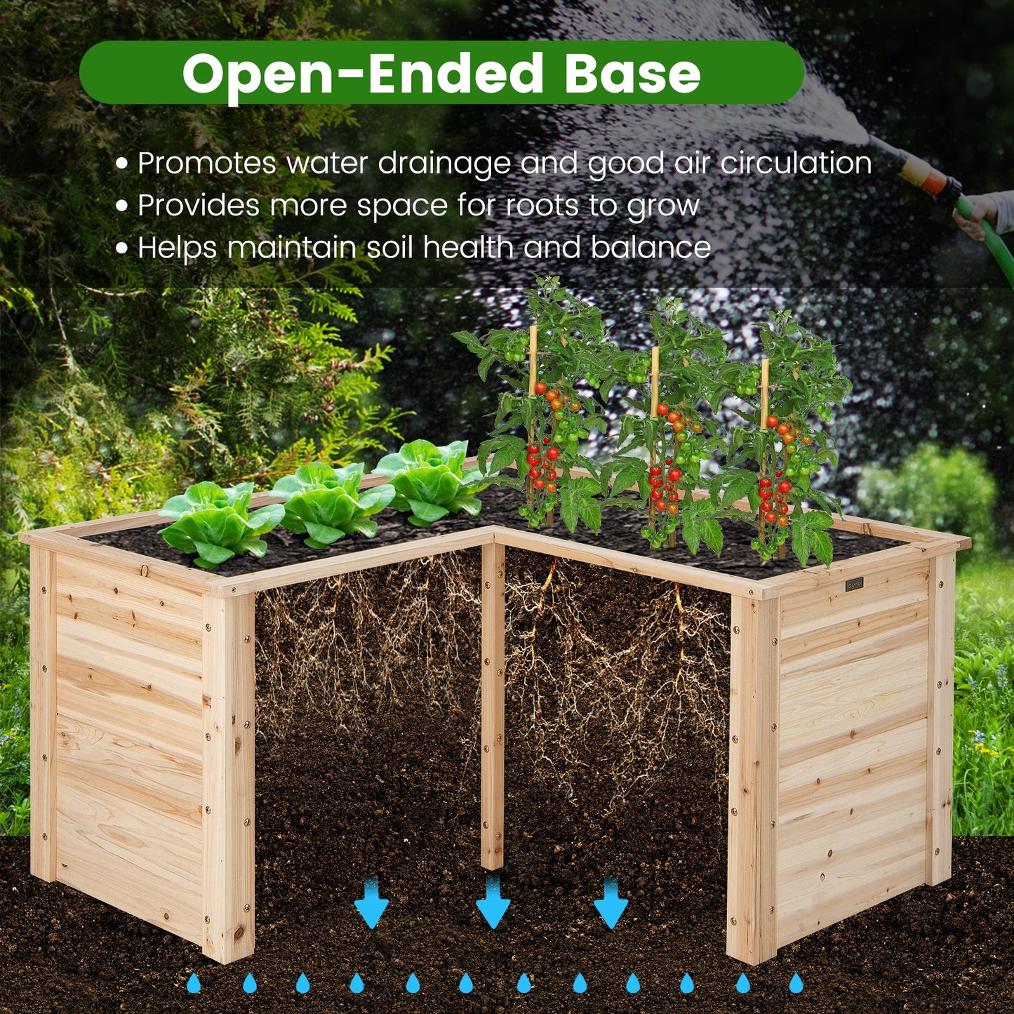 24 Inch L-Shaped Wooden Raised Garden Bed, Open-Ended Base, Natural Raised Garden Beds at Gallery Canada