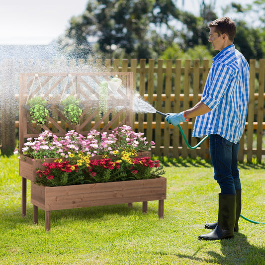 2-Tier Raised Garden Bed With Trellis, Brown Raised Garden Beds Brown at Gallery Canada