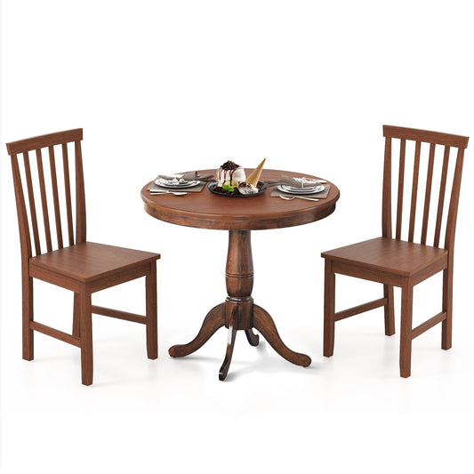 3 Pieces Wooden Dining Table and Chair Set for Cafe Kitchen Living Room, Walnut