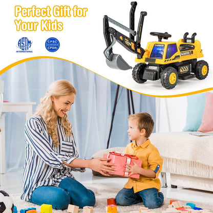 Kids ASTM Certificated Powered Ride On Bulldozer with Front Digger Shovel, Yellow