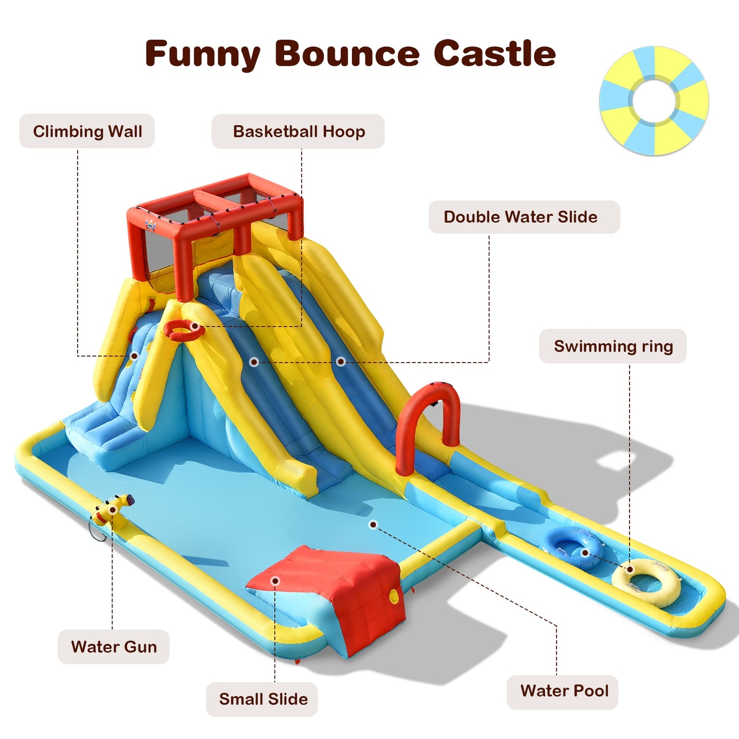 7-In-1 Inflatable Slide Water Park Bounce House, Multicolor Bounce House at Gallery Canada
