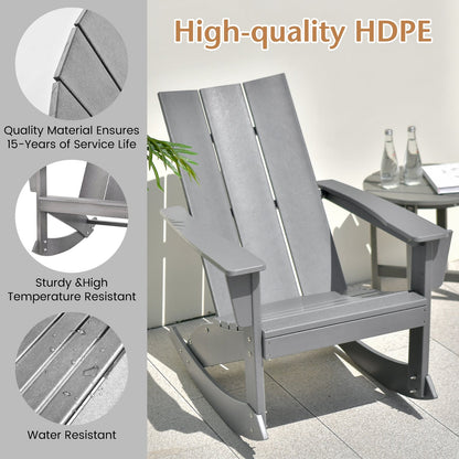 Adirondack Rocking Chair with Curved Back for Balcony, Gray at Gallery Canada