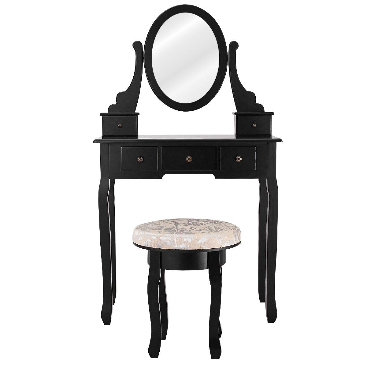 Vanity Makeup Table Set Bedroom Furniture with Padded Stool, Black Makeup Vanities at Gallery Canada