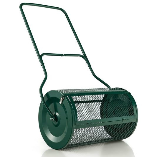 27 Inch Compost Spreader with Upgrade U-shaped Handle, Green