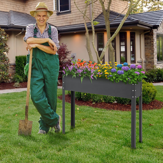 Metal Raised Garden Bed With Legs, 40 x 11 x 31.5 Inches, Black Raised Garden Beds Black at Gallery Canada