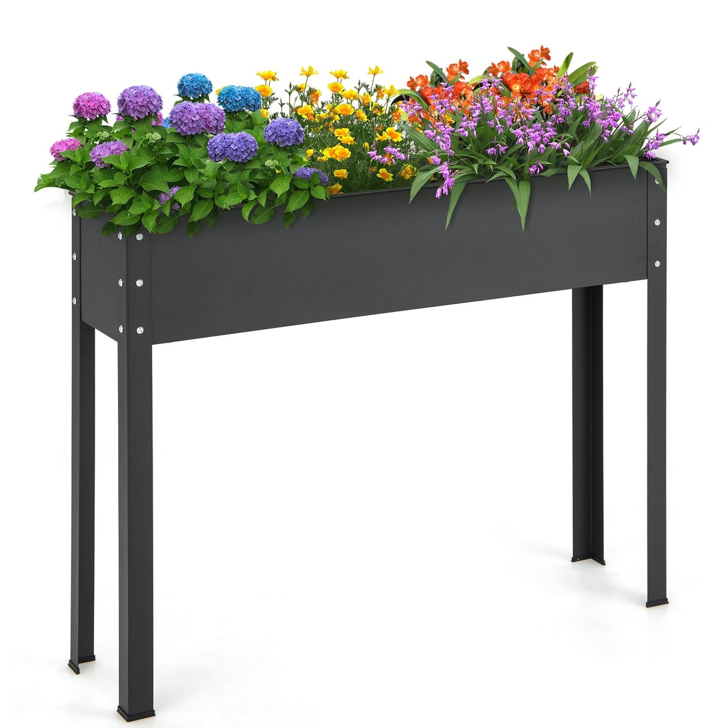 Metal Raised Garden Bed with Legs and Drainage Hole for Vegetable Flower-40 x 11 x 31.5 inches, Black