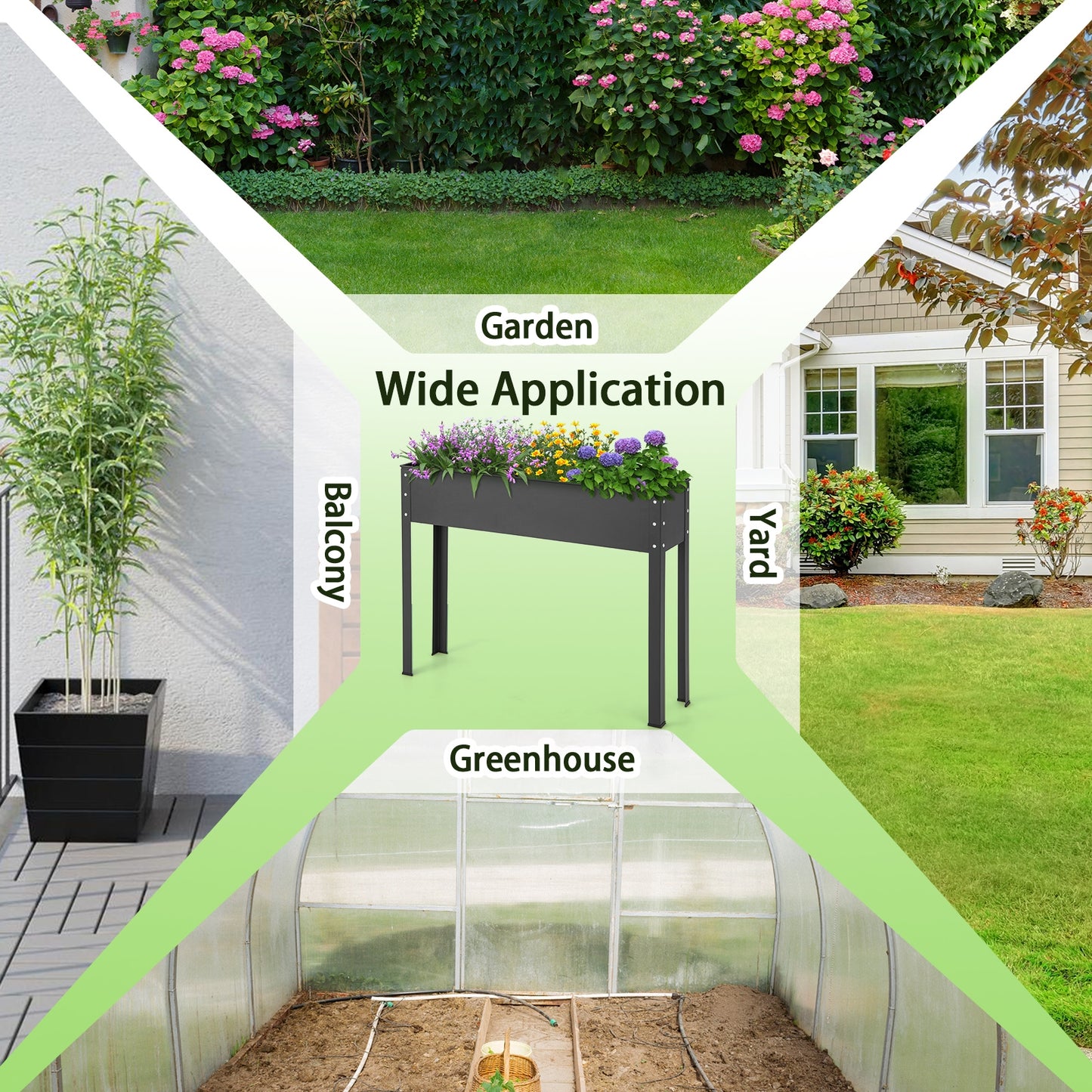 Metal Raised Garden Bed With Legs, 40 x 11 x 31.5 Inches, Black Raised Garden Beds at Gallery Canada