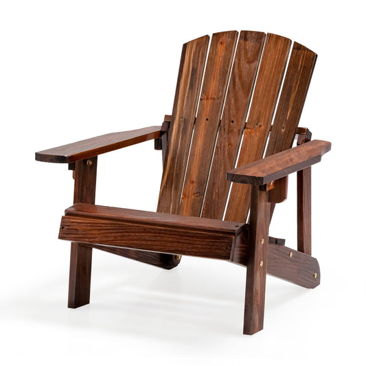 Kid's Adirondack Chair with High Backrest and Arm Rest, Coffee