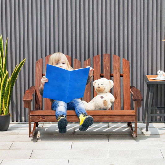 2 Person Adirondack Rocking Chair, Brown Patio Rocking Chairs & Gliders Brown at Gallery Canada