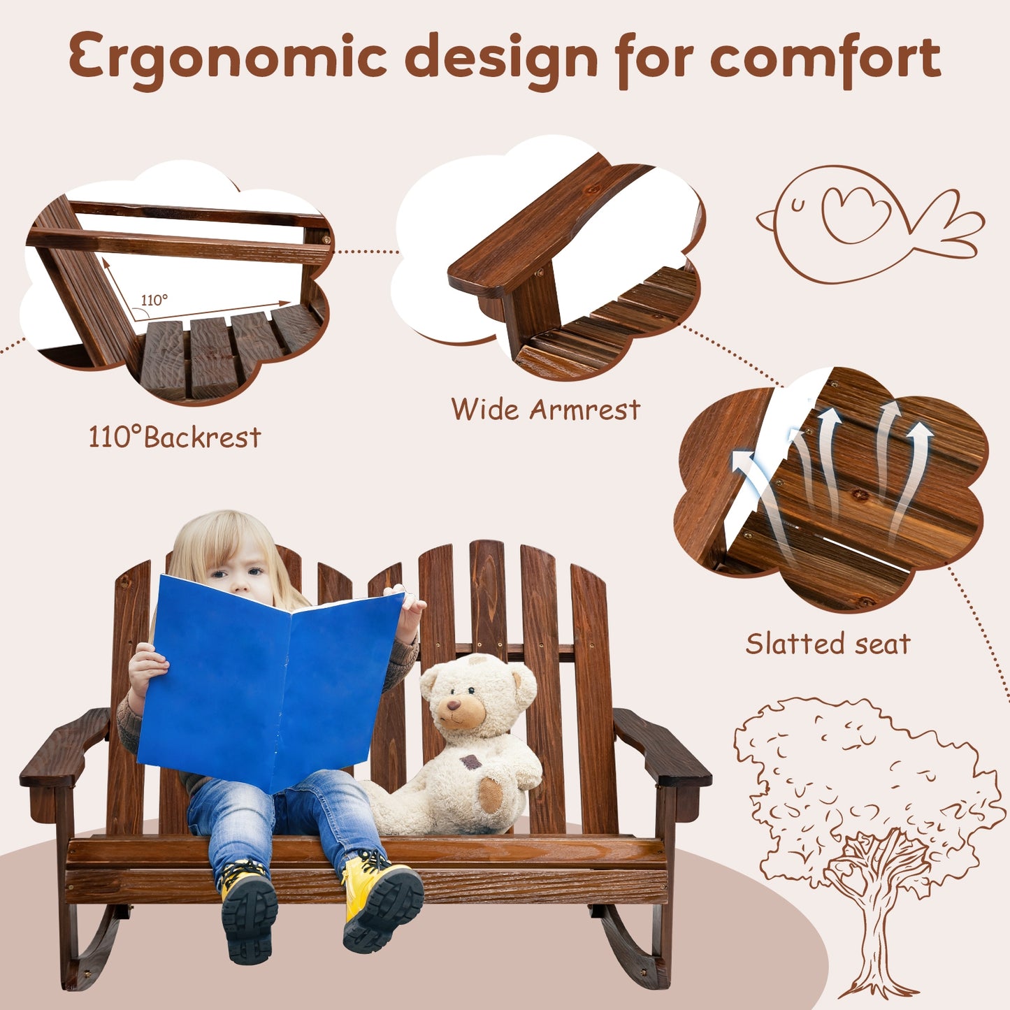 2 Person Adirondack Rocking Chair, Brown Patio Rocking Chairs & Gliders at Gallery Canada