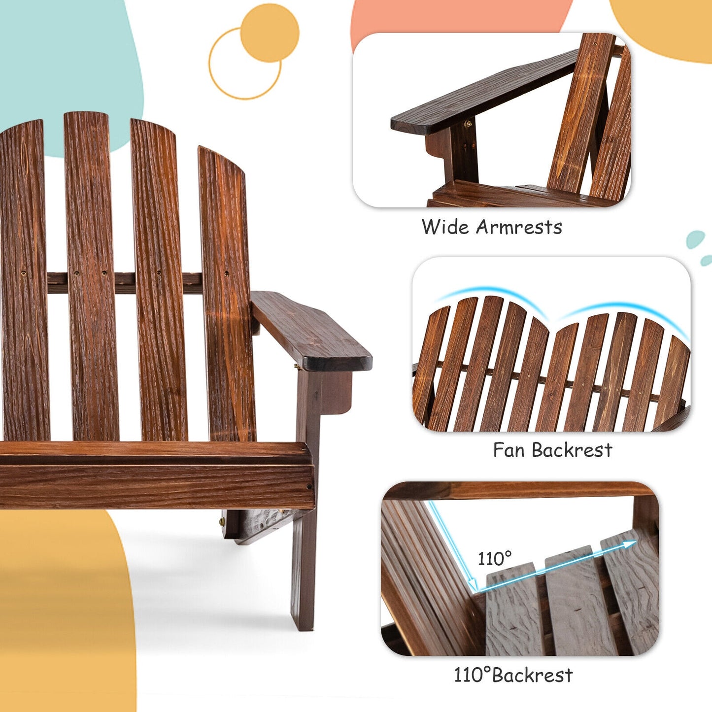 2 Person Adirondack Chair with High Backrest, Coffee Kids Chairs & Seating at Gallery Canada