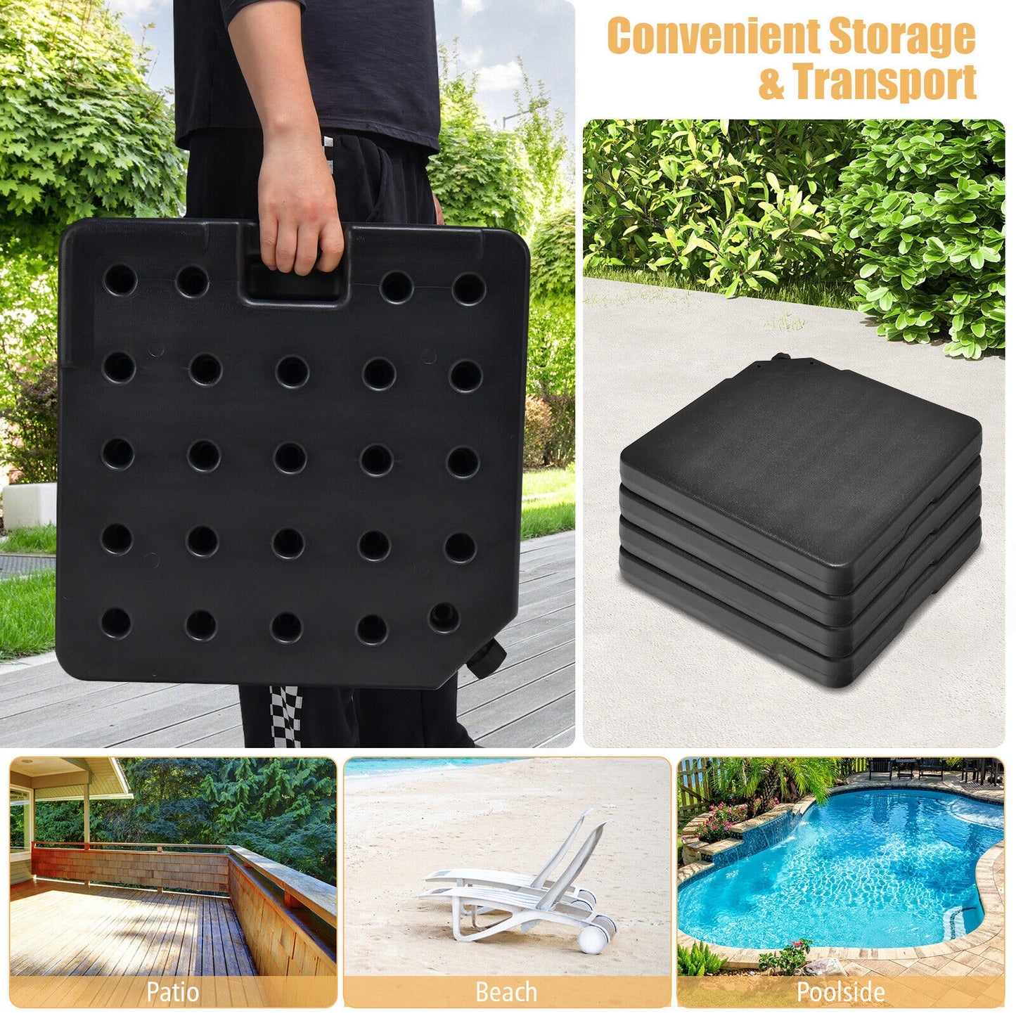 4 Piece 13L Cantilever Offset Patio Umbrella Base, Black Outdoor Umbrella Bases at Gallery Canada