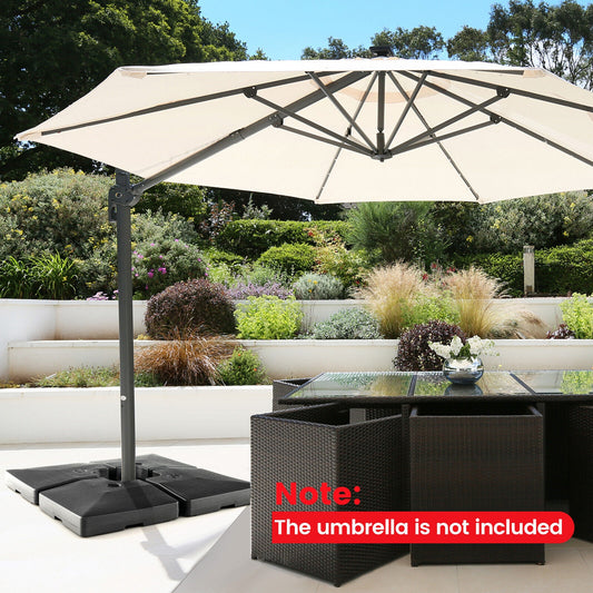 20L Cantilever Offset Patio Umbrella Base, 4-Piece, Black