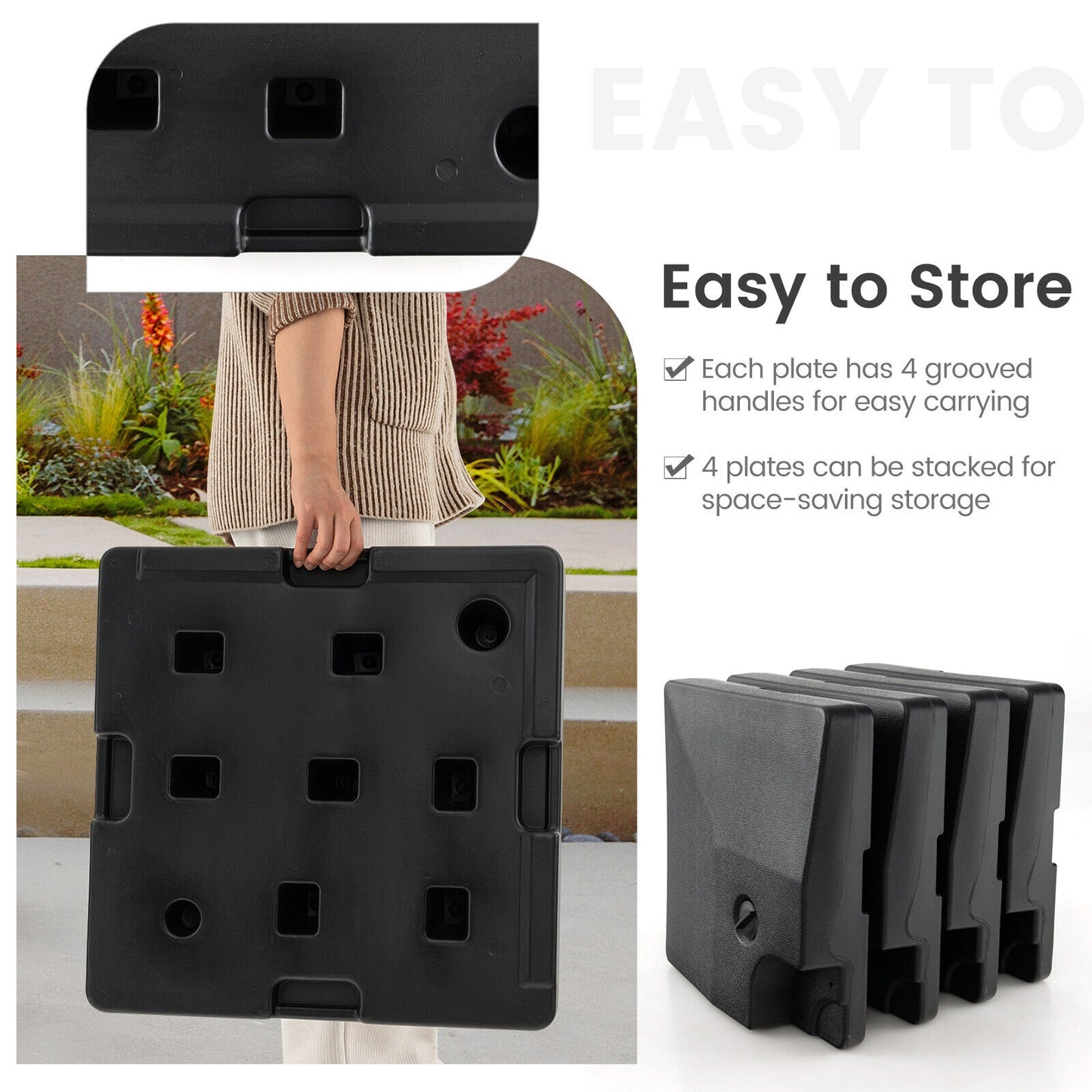 4-Piece 20L Cantilever Offset Patio Umbrella Base, Black Outdoor Umbrella Bases at Gallery Canada