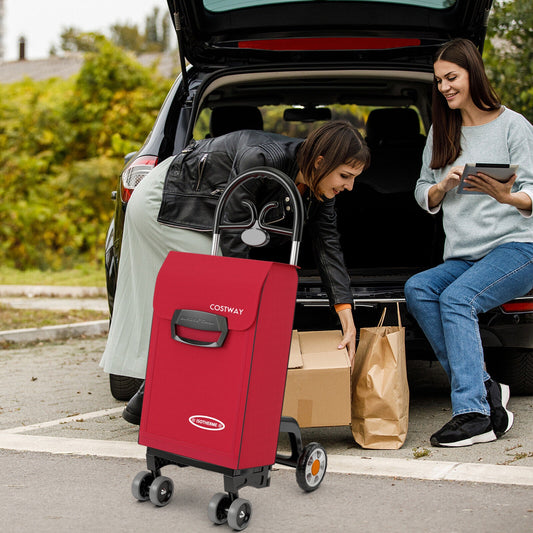 Folding Shopping Cart, Utility Hand Truck, Rolling Swivel Wheels, Red Kitchen Tools Red at Gallery Canada