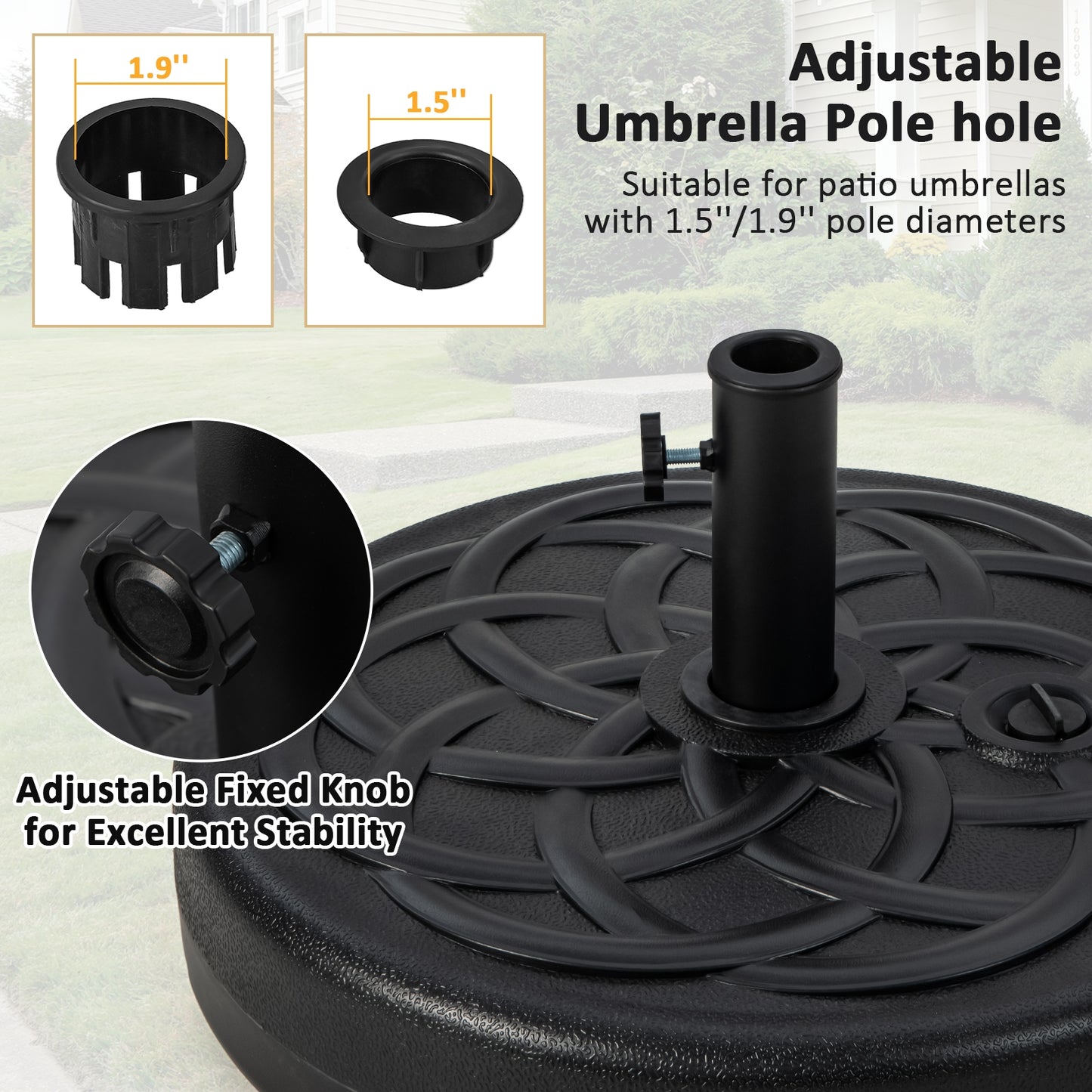 22 Inch Fillable Heavy-Duty Round Patio Umbrella Base Stand, Black Outdoor Umbrella Bases at Gallery Canada